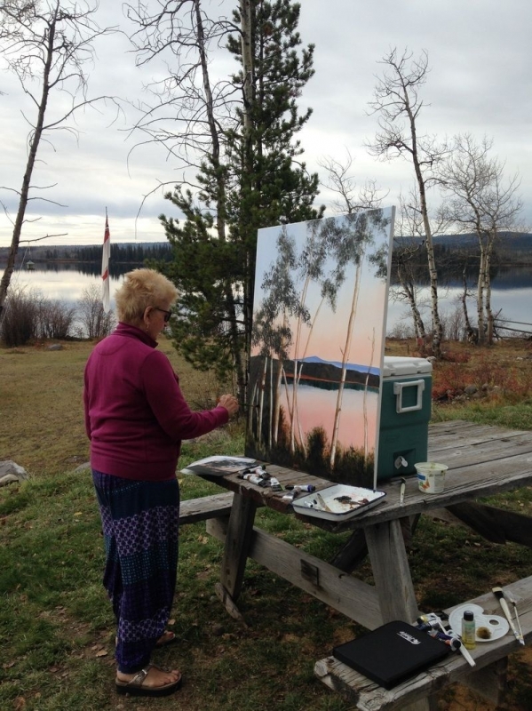 Raelene Shea Paints Original Oil Painting of Fletcher Lake BC, 
